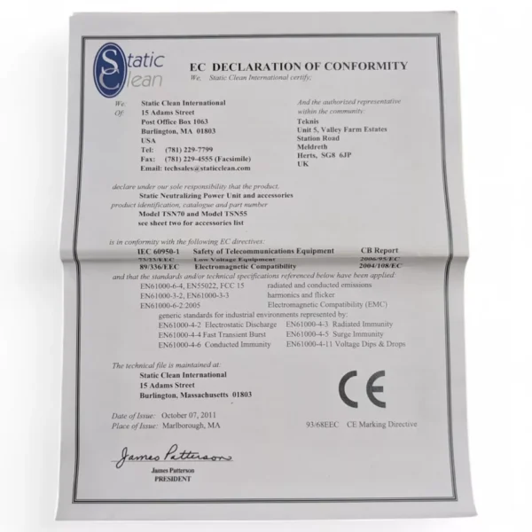 Static Clean TSN70 Static Neutralizing Power Unit 115-230VAC 0.5/0.25A - Image 6