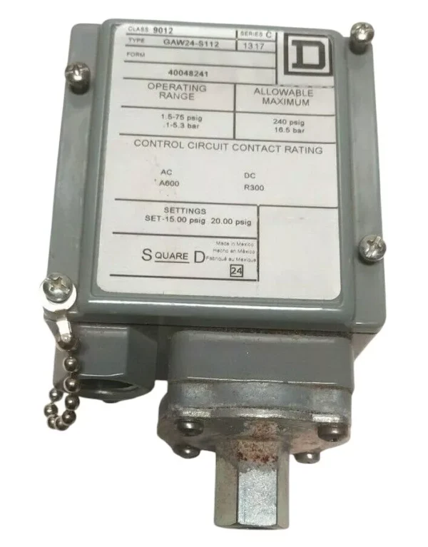 Square D 9012 Control Circuit GAW24-S122 Square D Pressure Switch