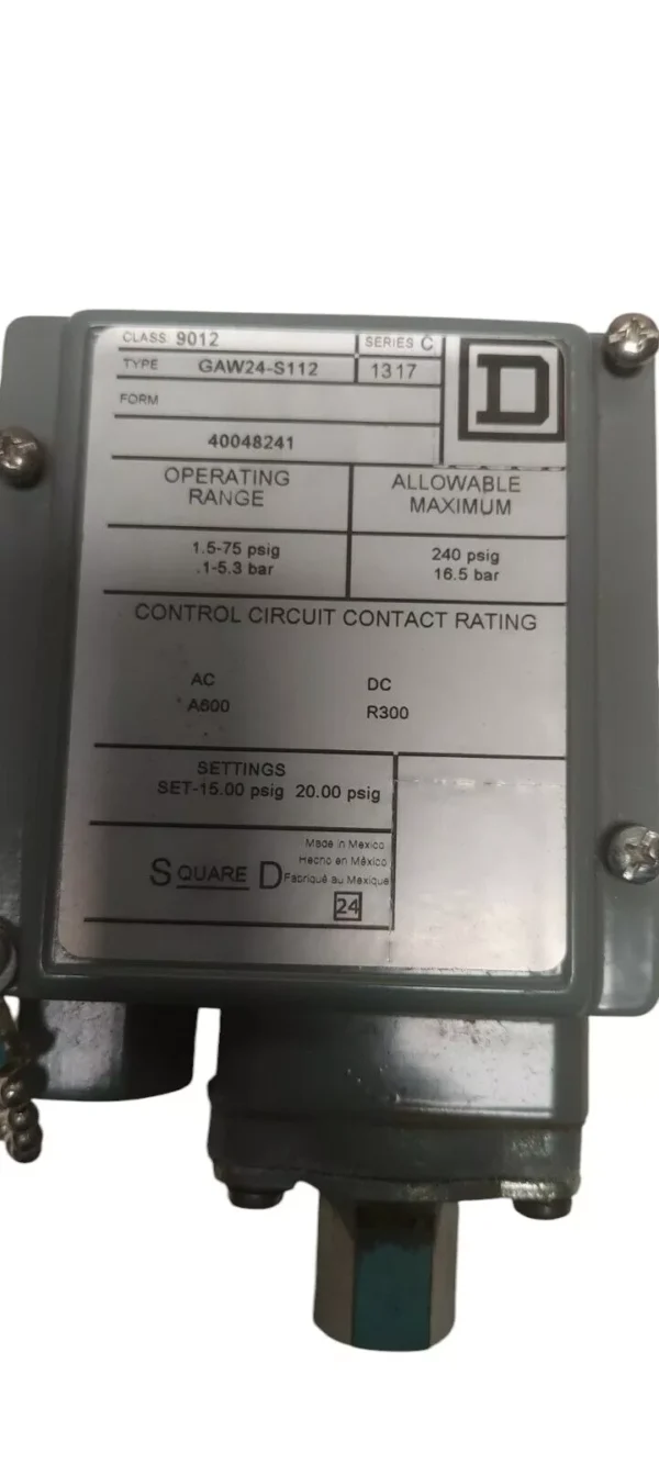 Square D 9012 Control Circuit GAW24-S122 Square D Pressure Switch - Image 4