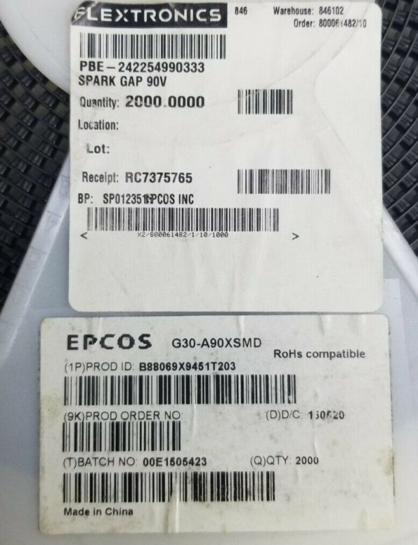 2000 X EPCOS B88069X9451T203 Surge Protector G30-A90XSMD Series Surge Arrester - Image 2