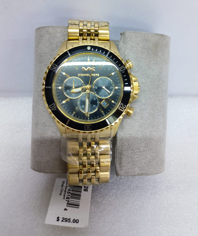 Michael Kors Mens Bayville Chronograph Stainless Steel Watch Gold ...