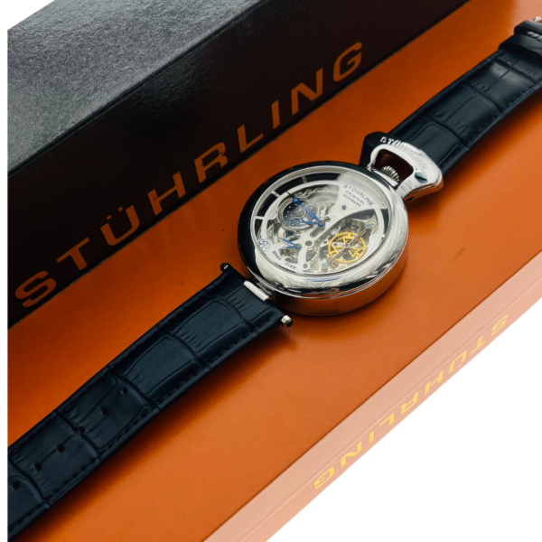 Stuhrling Original Mens Skeleton Watch Dial Automatic Watch with Calfskin Leather Band - Image 4