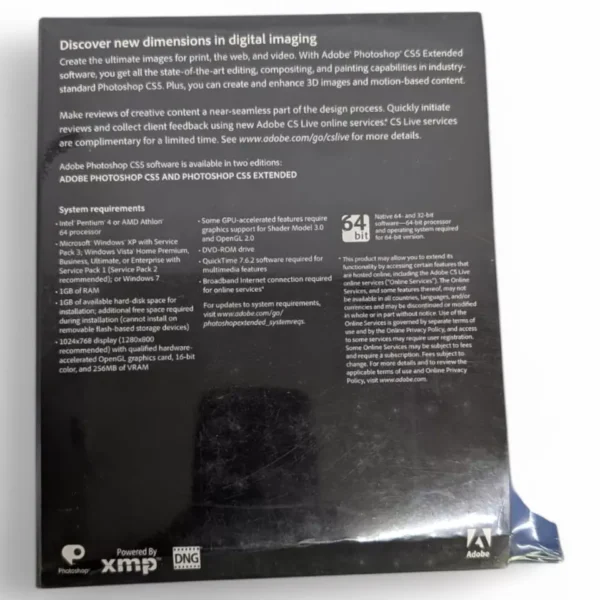 New Sealed Adobe Photoshop Extended CS5 Win Educational 65073440 - Image 3