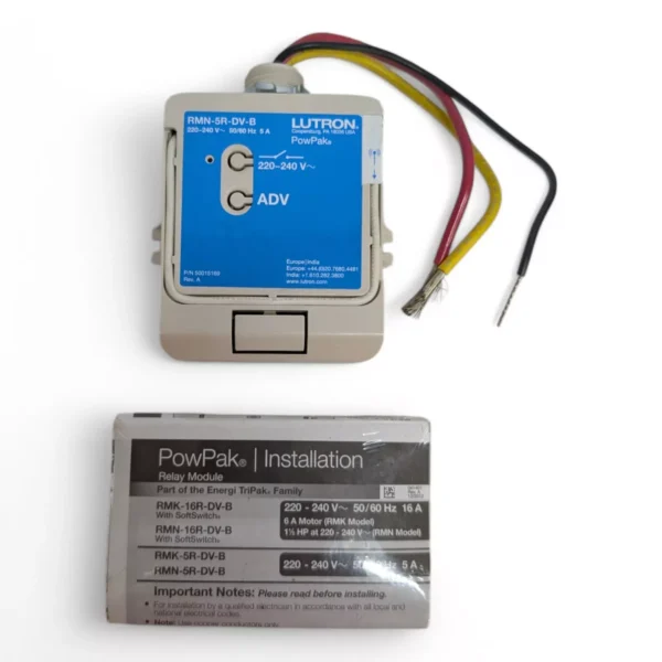 Lutron PowPak RMN-5R-DV-B-5A Wireless Relay Module With Softswitch - 220-240V - Image 5