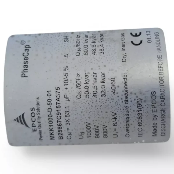 EPCOS PhaseCap MKK1000-D-50-01 Power Capacitor 50kvar 1000V B25667C9157A375 - Image 5